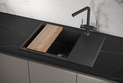 Кухонная мойка Granula Estetica ES-7003, 700x500, с крылом, кварц, Чёрный 7003, ЧЁРНЫЙ