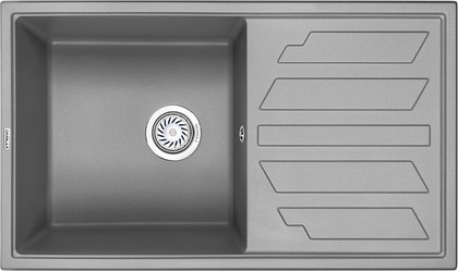 Кухонная мойка Granula 8002, 800x500, накладная, с крылом, кварц, Алюминиум 8002, АЛЮМИНИУМ