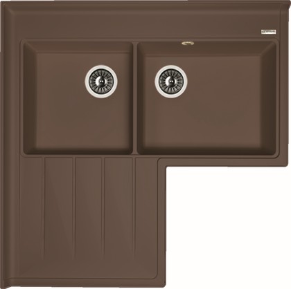 Кухонная мойка Florentina Адрия 960, угловая, две чаши, мокко 20.380.L0960.303