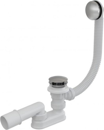 Сифон для ванны Alcaplast 800, Click-Clack накладка и пробка металл, хром A504KM-80