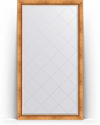 Зеркало Evoform Exclusive-G Floor 1110x2010 пристенное напольное, с гравировкой, в багетной раме 88мм, римское золото BY 6357