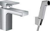Смеситель для раковины Hansgrohe Vernis Shape 100, с гигиеническим душем, хром 71216000