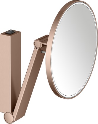 Косметическое зеркало Keuco iLook_move, с подсветкой, круглое, c выключателем, увеличение х5, красное золото шлифованное 17612 299004