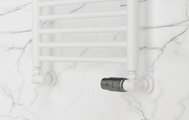 Автоматический терморегулятор Сунержа 3D правый G1/2"НРxG3/4"НГ, набор, матовый белый - чёрный хром 30-1422-6211