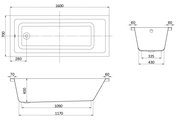 Ванна акриловая Aquatek Тея 160x70, прямоугольная, без каркаса и экрана TEI160-0000001