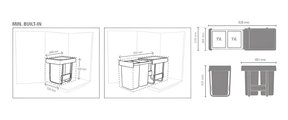 Встраиваемые мусорные вёдра Brabantia Sort&Go 2x15л, светло-зеленый, темно-серый 232503