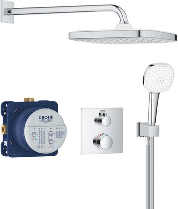 Душевая система Grohe Grohtherm Tempesta 250 Cube, термостат встроенный, верхний душ, ручной душ, хром 34871000