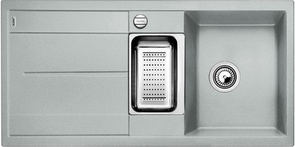 Кухонная мойка Blanco Metra 6S, с крылом, с клапаном-автоматом, коландером, гранит, жемчужный 520577
