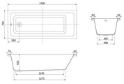 Ванна акриловая Aquatek Тея 170x75, прямоугольная, без каркаса и экрана TEI170-0000002