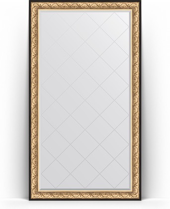 Зеркало Evoform Exclusive-G Floor 1150x2050 пристенное напольное, с гравировкой, в багетной раме 106мм, барокко золото BY 6373