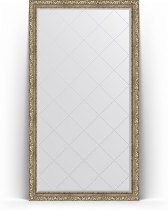 Зеркало Evoform Exclusive-G Floor 1100x2000 пристенное напольное, с гравировкой, в багетной раме 85мм, виньетка античное серебро BY 6353