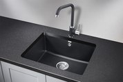 Кухонная мойка Granula 5551, 555x460, универсальный монтаж, кварц, Шварц (чёрный металлик) 5551, ШВАРЦ