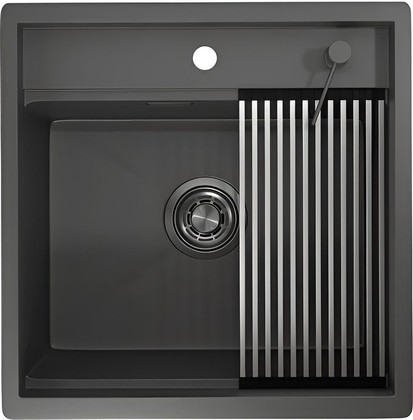 Кухонная мойка Granula Kitchen Space KS-5051, 500x510, накладная, нержавеющая сталь, Графит матовый 5051, ГРАФИТ МАТОВЫЙ