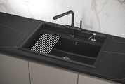 Кухонная мойка Granula Kitchen Space KS-7301, 730x510, накладная, кварц, Чёрный 7301, ЧЁРНЫЙ