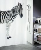 Штора для ванной Spirella Zebra, 180x200см, текстиль, чёрно-белый 1011554