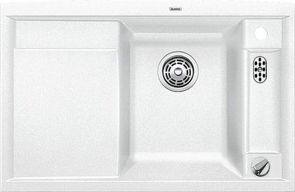 Кухонная мойка чаша справа, крыло слева, с клапаном-автоматом, гранит, белый Blanco Axia 45S-F 517651