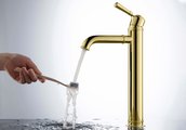 Смеситель для раковины Aquatek Классик 235, без донного клапана, полированное золото AQ1504PG