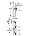 Термостат для душа Grohe Grohtherm 1000 Performance, с душевым гарнитуром 90см, хром 34784000