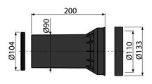Патрубок сливной для подключения подвесного унитаза Alcadrain, d90/110x200 M902