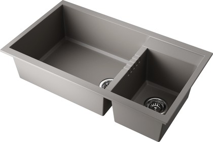 Кухонная мойка Omoikiri Tedori 86-2-LB-GR, две чаши, Tetogranit, серый 4993573