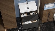 Тумба с раковиной Velvex Edge 600-0-2 (9696) напольная, графит tn.EDG.9696.60.2Y графит + 9696-60