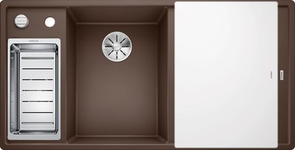 Кухонная мойка Blanco Axia III 6S, клапан-автомат, доска из белого стекла, чаша слева, кофе 524662