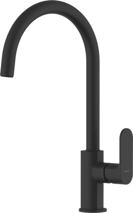 Смеситель для кухни Aquatek Альфа полукруглый излив, матовый чёрный AQ1982MB