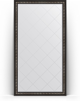 Зеркало Evoform Exclusive-G Floor 1100x1990 пристенное напольное, с гравировкой, в багетной раме 81мм, чёрный ардеко BY 6348