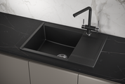 Кухонная мойка Granula Estetica ES-7003, 700x500, с крылом, кварц, Шварц (чёрный металлик) 7003, ШВАРЦ
