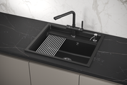 Кухонная мойка Granula Kitchen Space KS-6003, 600x510, накладная, кварц, Шварц (чёрный металлик) 6003, ШВАРЦ