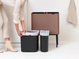 Мусорный бак Brabantia Bo Touch Bin 11+23л, двухсекционный, светло-коричневый 234064