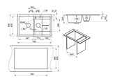 Кухонная мойка Granula 7802, 780x500, накладная, двойная, кварц, Чёрный 7802, ЧЁРНЫЙ
