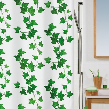 Штора для ванны 180x200см текстильная зелёная Spirella IVY 1014411