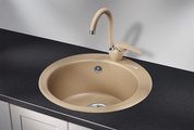 Кухонная мойка Granula 4801, 480, накладная, круглая, кварц Песок 4801, ПЕСОК