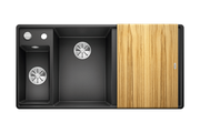 Кухонная мойка Blanco Axia III 6S, клапан-автомат, разделочный столик из ясеня, чаша слева, антрацит 524643