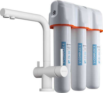 Комплект смеситель+фильтр Omoikiri Nagano-WH-P + Pure drop Lite, белый 4054.8028P
