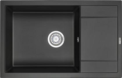 Кухонная мойка Granula 7805, 780x500, накладная, с крылом, кварц, Турмалин 7805, ТУРМАЛИН