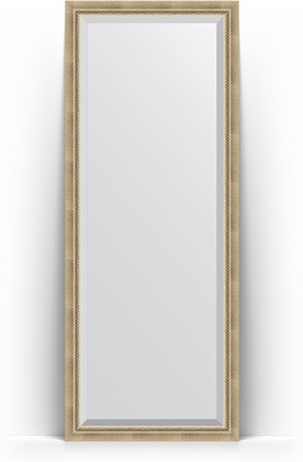 Зеркало Evoform Exclusive Floor 780x1980 пристенное напольное, с фацетом, в багетной раме 70мм, состаренное серебро с плетением BY 6102