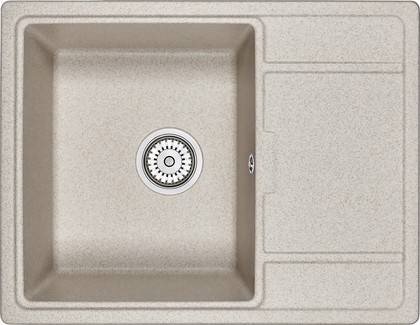 Кухонная мойка Granula 6503, 650x500, накладная, с крылом, кварц, Пирит 6503, ПИРИТ