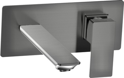 Смеситель для раковины AQUAme Savona, настенный, на 2 отв., комплект, gun metal AQM6815GM