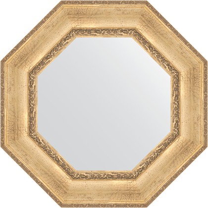 Зеркало Evoform Octagon 670x670 в багетной раме 120мм, состаренное серебро с орнаментом BY 7390