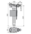 Впускной клапан Alcadrain для пластиковых бачков, боковая подводка, металлическая резьба 3/8" A160P-3/8"