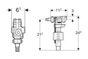 Впускной клапан бачка унитаза Geberit Impuls Тип 380, 3/8"-1/2", боковая подводка 281.004.00.1