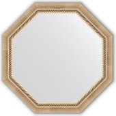 Зеркало Evoform Octagon 732x732 в багетной раме 70мм, состаренное серебро с плетением BY 3756