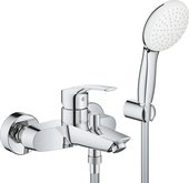 Смеситель для ванны Grohe Eurosmart, настенный монтаж, ручной душ, держатель, шланг, хром 25276003
