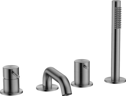 Смеситель на борт ванны AQUAme Siena на 4 отверстия, комплект, gun metal AQM6219GM