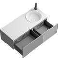 Тумба с умывальником Aqwella Боско Casso 1200 R/L, с двумя ящиками, фасад волна+рамка, серый туман BOS0112ST+BOS07VOL67ST+BOS07RAM52ST+CAS.12.04.R/L