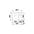 Кухонная мойка Blanco Subline 350/150-U, отводная арматура, магнолия 523742