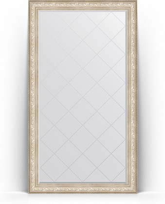 Зеркало Evoform Exclusive-G Floor 1150x2050 пристенное напольное, с гравировкой, в багетной раме 109мм, виньетка серебро BY 6376