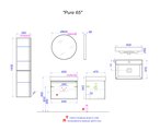 Тумба с умывальником Aqwella Pure 655, с одним ящиком, серый PUR0165GRM+4610119204013